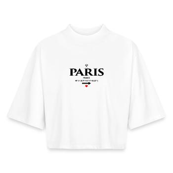 Paris - France - T-shirt femme coupe boxy recyclé manches mi-longues Stanley/Stella - blanc - Devant - AI Model Female 172 dark (172cm)