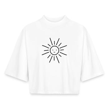 Soleil soleil face au soleil brillant - T-shirt femme coupe boxy recyclé manches mi-longues Stanley/Stella - blanc - Devant - AI Model Female 172 dark (172cm)
