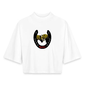 hufeisenmaedels - Boxy Frauen Recyceltes 1/2 Sleeved T-Shirt by Stanley/Stella - Weiß - Vorne - AI Model Female 172 dark (172cm)
