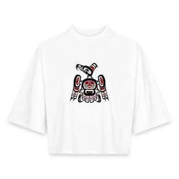 Côte nord-ouest du Pacifique Kaigani Thunderbird - T-shirt femme coupe boxy recyclé manches mi-longues Stanley/Stella - blanc - Devant - AI Model Female 172 dark (172cm)