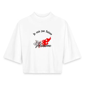 Ich komme aus dem Wallis - Boxy Frauen Recyceltes 1/2 Sleeved T-Shirt by Stanley/Stella - Weiß - Vorne - AI Model Female 172 dark (172cm)