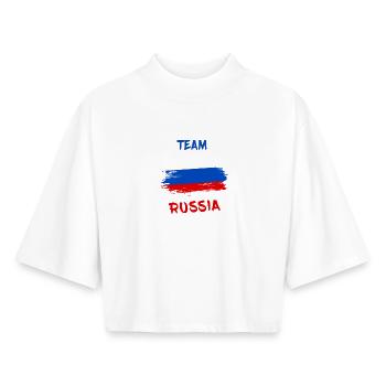 Team Russia / Gift Russia Moscow Flag - Boxy Women's Recycled 1/2 Sleeved T-Shirt by Stanley/Stella - white - Front - AI Model Female 172 dark (172cm)
