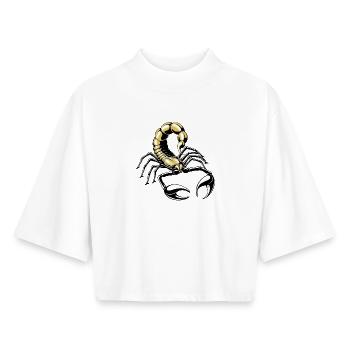 scorpion - or - jaune - T-shirt femme coupe boxy recyclé manches mi-longues Stanley/Stella - blanc - Devant - AI Model Female 172 dark (172cm)