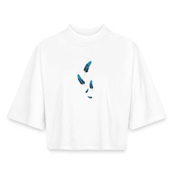 Federn - Boxy Frauen Recyceltes 1/2 Sleeved T-Shirt by Stanley/Stella - Weiß - Vorne - AI Model Female 172 dark (172cm)