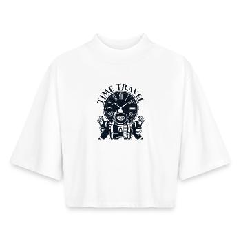 Time travel time machine future Futuristic city - Boxy Women's Recycled 1/2 Sleeved T-Shirt by Stanley/Stella - white - Front - AI Model Female 172 dark (172cm)