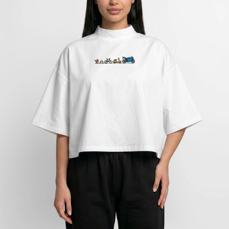 Motorcycle motorbikes evolution development bikers Boxy Women's Recycled 1/2 Sleeved T-Shirt by Stanley/Stella