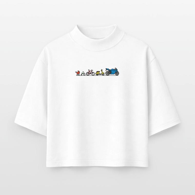 Motorcycle motorbikes evolution development bikers Boxy Women's Recycled 1/2 Sleeved T-Shirt by Stanley/Stella