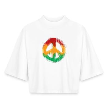 Reggae love peace peace Jamaica Reggaeton - T-shirt femme coupe boxy recyclé manches mi-longues Stanley/Stella - blanc - Devant - AI Model Female 172 dark (172cm)