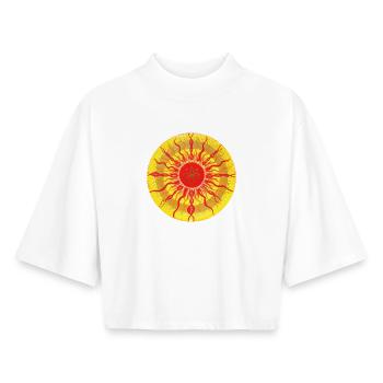 Énergie de création Star Gate - Sonja Ariel - T-shirt femme coupe boxy recyclé manches mi-longues Stanley/Stella - blanc - Devant - AI Model Female 172 dark (172cm)