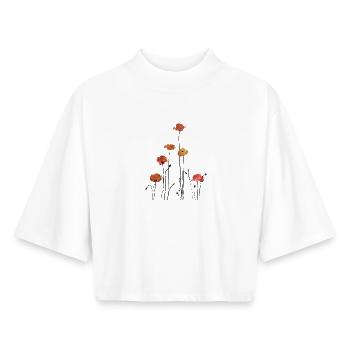 Poppy corn poppy - Boxy Women's Recycled 1/2 Sleeved T-Shirt by Stanley/Stella - white - Front - AI Model Female 172 dark (172cm)