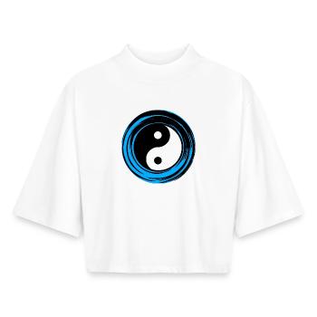 Yin-yang Blue - Boxy Women's Recycled 1/2 Sleeved T-Shirt by Stanley/Stella - white - Front - AI Model Female 172 dark (172cm)
