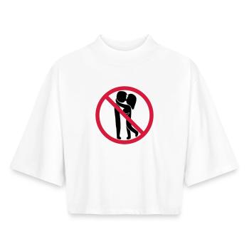 Kissing forbidden sign - Boxy Women's Recycled 1/2 Sleeved T-Shirt by Stanley/Stella - white - Front - AI Model Female 172 dark (172cm)