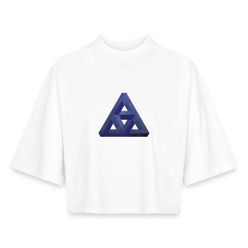 Illusion de prisme individuel - T-shirt femme coupe boxy recyclé manches mi-longues Stanley/Stella - blanc - Devant - AI Model Female 172 dark (172cm)