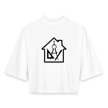 Logo Architect House Drawing - Boxy Women's Recycled 1/2 Sleeved T-Shirt by Stanley/Stella - white - Front - AI Model Female 172 dark (172cm)
