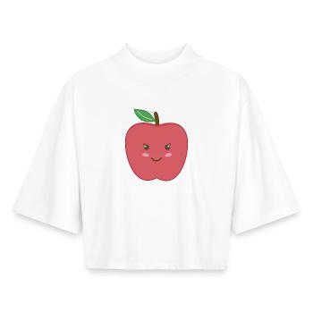 Apple Kawaii - Boxy Women's Recycled 1/2 Sleeved T-Shirt by Stanley/Stella - white - Front - AI Model Female 172 dark (172cm)