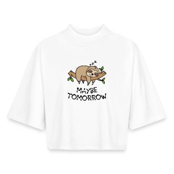 Tier Statement Faultier Dschungel Faul Schlafen - Boxy Frauen Recyceltes 1/2 Sleeved T-Shirt by Stanley/Stella - Weiß - Vorne - AI Model Female 172 dark (172cm)
