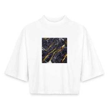 Marble Black Gold Texture - Boxy Women's Recycled 1/2 Sleeved T-Shirt by Stanley/Stella - white - Front - AI Model Female 172 dark (172cm)
