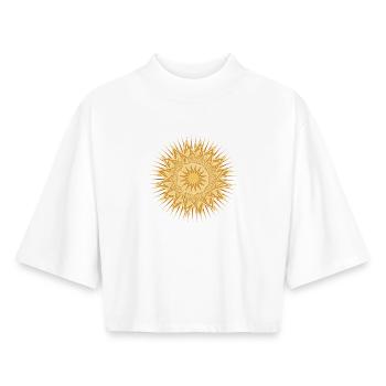 étoile qui brille de façon festive pour Noël - T-shirt femme coupe boxy recyclé manches mi-longues Stanley/Stella - blanc - Devant - AI Model Female 172 dark (172cm)