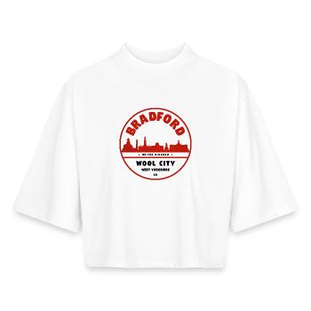 Bradford Skyline-Stempel - Boxy Frauen Recyceltes 1/2 Sleeved T-Shirt by Stanley/Stella - Weiß - Vorne - AI Model Female 172 dark (172cm)