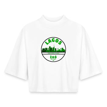 Lagos Skyline Green - T-shirt femme coupe boxy recyclé manches mi-longues Stanley/Stella - blanc - Devant - AI Model Female 172 dark (172cm)