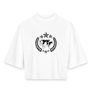 Kühe im Lorbeerkranz sechs Sterne - Boxy Frauen Recyceltes 1/2 Sleeved T-Shirt by Stanley/Stella - Weiß - Vorne - AI Model Female 172 dark (172cm)