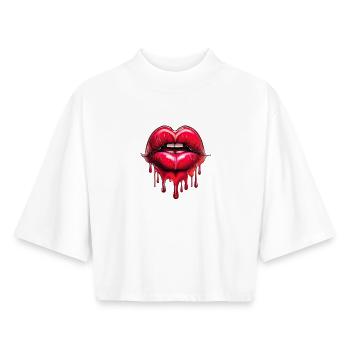 Lippen - Boxy Frauen Recyceltes 1/2 Sleeved T-Shirt by Stanley/Stella - Weiß - Vorne - AI Model Female 172 dark (172cm)