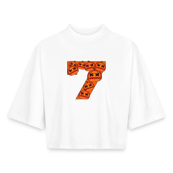 NUMÉRO 7 - COSTUMES D’HALLOWEEN - T-shirt femme coupe boxy recyclé manches mi-longues Stanley/Stella - blanc - Devant - AI Model Female 172 dark (172cm)