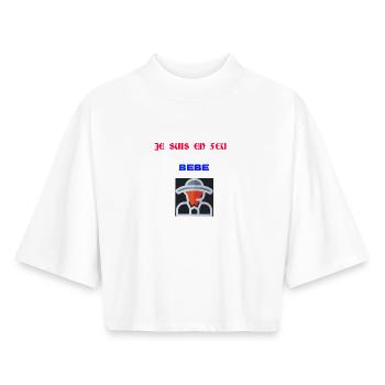 Pompier en feu - T-shirt femme coupe boxy recyclé manches mi-longues Stanley/Stella - blanc - Devant - AI Model Female 172 dark (172cm)