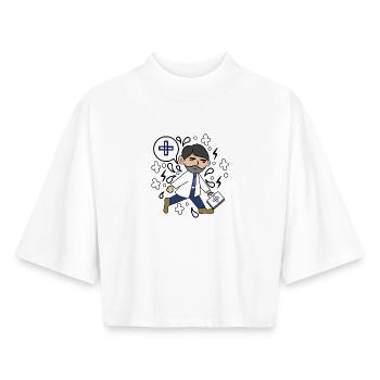 Médecin Carrière Bourreau de travail Emploi Travail Profession Succès - T-shirt femme coupe boxy recyclé manches mi-longues Stanley/Stella - blanc - Devant - AI Model Female 172 dark (172cm)