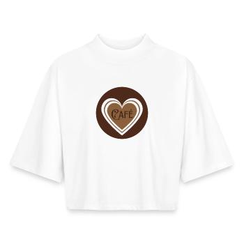 Kaffee mit Herzen - Boxy Frauen Recyceltes 1/2 Sleeved T-Shirt by Stanley/Stella - Weiß - Vorne - AI Model Female 172 dark (172cm)