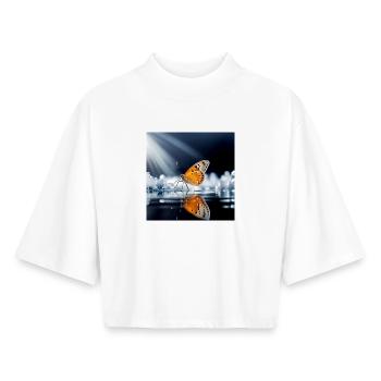 Butterfly - Boxy Women's Recycled 1/2 Sleeved T-Shirt by Stanley/Stella - white - Front - AI Model Female 172 dark (172cm)