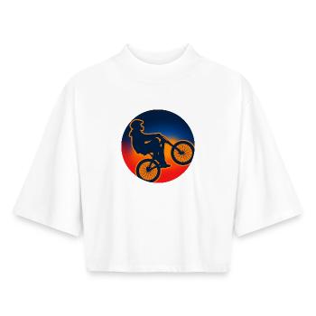 Fahrrad MTB Radfahren Geschenk - Boxy Frauen Recyceltes 1/2 Sleeved T-Shirt by Stanley/Stella - Weiß - Vorne - AI Model Female 172 dark (172cm)