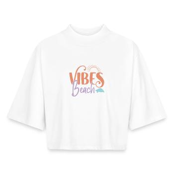 Strand-Vibes - Boxy Frauen Recyceltes 1/2 Sleeved T-Shirt by Stanley/Stella - Weiß - Vorne - AI Model Female 172 dark (172cm)