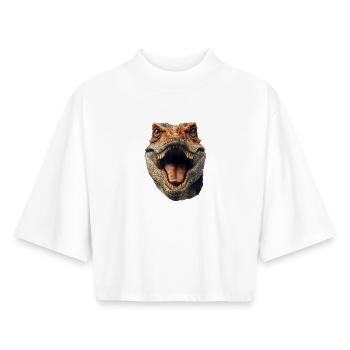 Dinosaurier-Kopf - Boxy Frauen Recyceltes 1/2 Sleeved T-Shirt by Stanley/Stella - Weiß - Vorne - AI Model Female 172 dark (172cm)