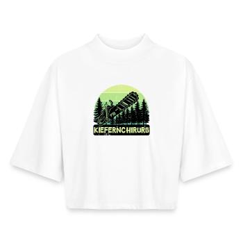 Lumberjack Statement Wood Saw Tree Woodwork - Boxy Women's Recycled 1/2 Sleeved T-Shirt by Stanley/Stella - white - Front - AI Model Female 172 dark (172cm)