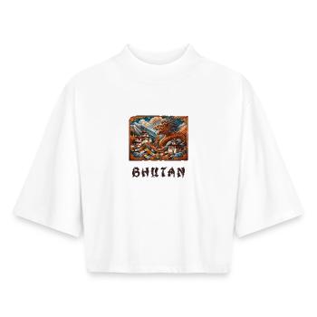 Bhutan Drache Buddha Thimphu - Boxy Frauen Recyceltes 1/2 Sleeved T-Shirt by Stanley/Stella - Weiß - Vorne - AI Model Female 172 dark (172cm)