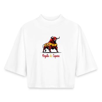 Le design du drapeau de la fierté de l'Espagne - T-shirt femme coupe boxy recyclé manches mi-longues Stanley/Stella - blanc - Devant - AI Model Female 172 dark (172cm)