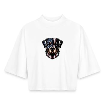 Rottweiler USA dog design - Boxy Women's Recycled 1/2 Sleeved T-Shirt by Stanley/Stella - white - Front - AI Model Female 172 dark (172cm)