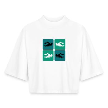 Swimming design - Boxy Women's Recycled 1/2 Sleeved T-Shirt by Stanley/Stella - white - Front - AI Model Female 172 dark (172cm)