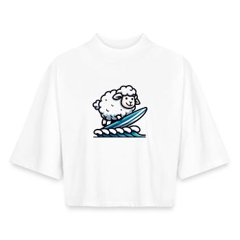 Surfschafe: Woolly Waves Rider - Boxy Frauen Recyceltes 1/2 Sleeved T-Shirt by Stanley/Stella - Weiß - Vorne - AI Model Female 172 dark (172cm)