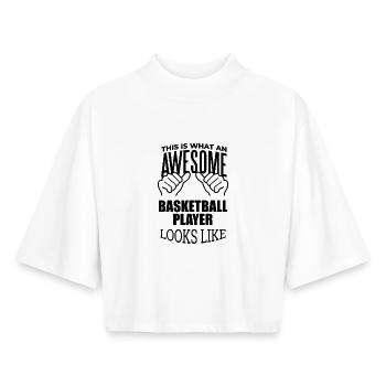 Basketball - Boxy Women's Recycled 1/2 Sleeved T-Shirt by Stanley/Stella - white - Front - AI Model Female 172 dark (172cm)