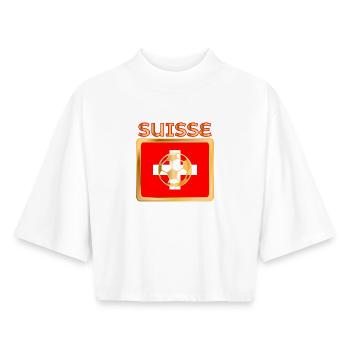 FOOTBALL French in Switzerland - ROMANDIE - Boxy Women's Recycled 1/2 Sleeved T-Shirt by Stanley/Stella - white - Front - AI Model Female 172 dark (172cm)