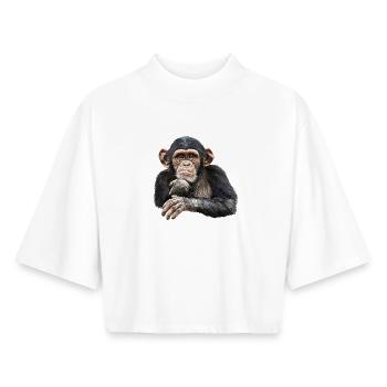 Schimpanse - Boxy Frauen Recyceltes 1/2 Sleeved T-Shirt by Stanley/Stella - Weiß - Vorne - AI Model Female 172 dark (172cm)