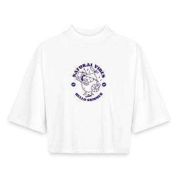 Lemon purple - Boxy Women's Recycled 1/2 Sleeved T-Shirt by Stanley/Stella - white - Front - AI Model Female 172 dark (172cm)