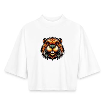 Beaver - Boxy Women's Recycled 1/2 Sleeved T-Shirt by Stanley/Stella - white - Front - AI Model Female 172 dark (172cm)