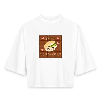 Get well soon love - Chocolate Pistachio - Boxy Women's Recycled 1/2 Sleeved T-Shirt by Stanley/Stella - white - Front - AI Model Female 172 dark (172cm)