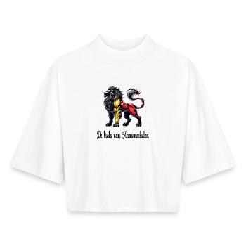 Maasmechelen lion flag design - Boxy Women's Recycled 1/2 Sleeved T-Shirt by Stanley/Stella - white - Front - AI Model Female 172 dark (172cm)