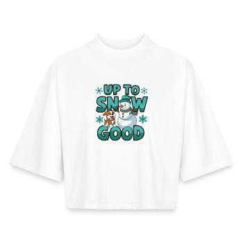 Verspielter Schneemann und Hund Weihnachtsdesign - Boxy Frauen Recyceltes 1/2 Sleeved T-Shirt by Stanley/Stella - Weiß - Vorne - AI Model Female 172 dark (172cm)