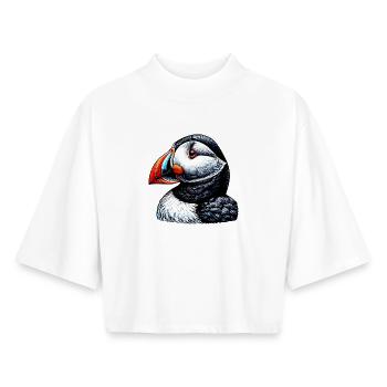 Puffin - Boxy Women's Recycled 1/2 Sleeved T-Shirt by Stanley/Stella - white - Front - AI Model Female 172 dark (172cm)