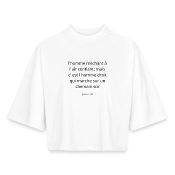 Proverbe - T-shirt femme coupe boxy recyclé manches mi-longues Stanley/Stella - blanc - Devant - AI Model Female 172 dark (172cm)